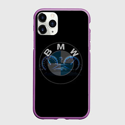 Чехол iPhone 11 Pro матовый BMW спидометр и логотип, цвет: 3D-фиолетовый