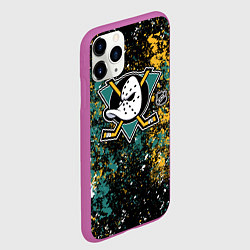 Чехол iPhone 11 Pro матовый Anaheim Ducks NHL black, цвет: 3D-фиолетовый — фото 2
