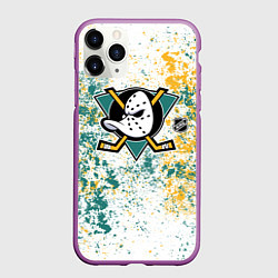 Чехол iPhone 11 Pro матовый Anaheim Ducks NHL white