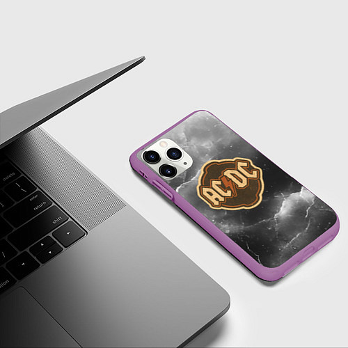 Чехол iPhone 11 Pro матовый ACDC ретро логотип / 3D-Фиолетовый – фото 3