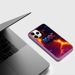 Чехол iPhone 11 Pro матовый ACDC логотип в градиенте, цвет: 3D-фиолетовый — фото 2