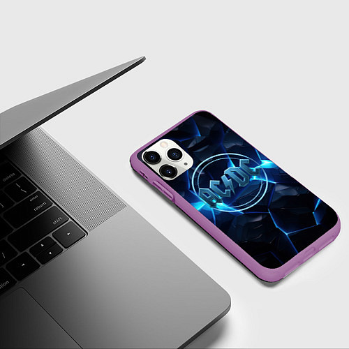 Чехол iPhone 11 Pro матовый ACDC ледяная текстура / 3D-Фиолетовый – фото 3