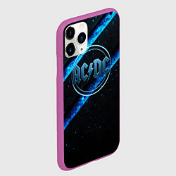 Чехол iPhone 11 Pro матовый ACDC черно-синяя текстура, цвет: 3D-фиолетовый — фото 2