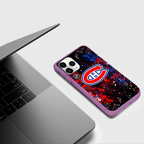 Чехол iPhone 11 Pro матовый Montreal Canadiens NHL black / 3D-Фиолетовый – фото 3