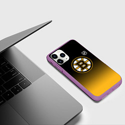 Чехол iPhone 11 Pro матовый Бостон Брюинз - градиент, цвет: 3D-фиолетовый — фото 2