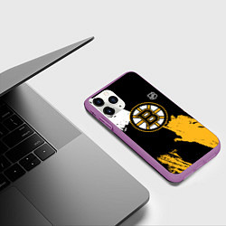 Чехол iPhone 11 Pro матовый Бостон Брюинз - разлитая краска, цвет: 3D-фиолетовый — фото 2