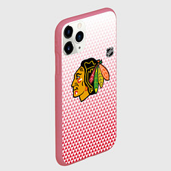 Чехол iPhone 11 Pro матовый Чикаго Блэкхокс - красные треугольники с градиенто, цвет: 3D-малиновый — фото 2