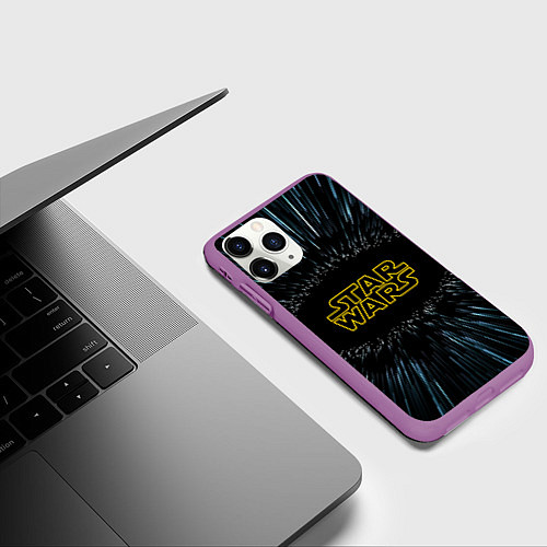 Чехол iPhone 11 Pro матовый Звёздные войны космический прыжок / 3D-Фиолетовый – фото 3