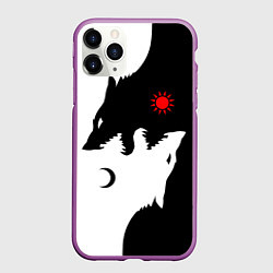 Чехол iPhone 11 Pro матовый Инь янь волки, цвет: 3D-фиолетовый