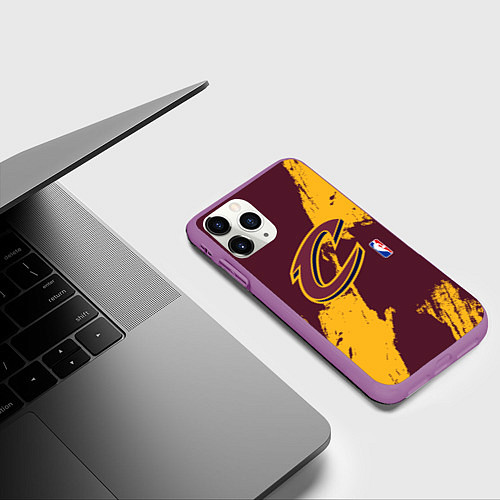 Чехол iPhone 11 Pro матовый Cleveland Cavaliers NBA team / 3D-Фиолетовый – фото 3