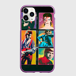 Чехол iPhone 11 Pro матовый David Bowie vintage collage, цвет: 3D-фиолетовый