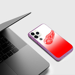 Чехол iPhone 11 Pro матовый Детройт Ред Уингз - красно белый градиент, цвет: 3D-фиолетовый — фото 2