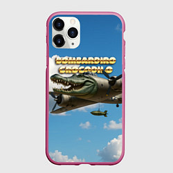 Чехол iPhone 11 Pro матовый Bombardino Crocodillo мем, цвет: 3D-малиновый