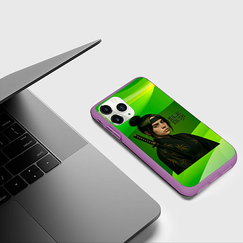 Чехол iPhone 11 Pro матовый Билли Айлиш в стиле ниндзи / 3D-Фиолетовый – фото 3