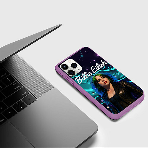 Чехол iPhone 11 Pro матовый Певица Билли Айлиш / 3D-Фиолетовый – фото 3