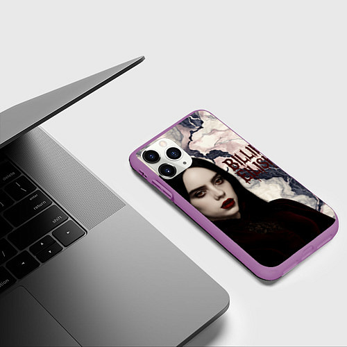 Чехол iPhone 11 Pro матовый Билли Айлиш в стиле готики / 3D-Фиолетовый – фото 3
