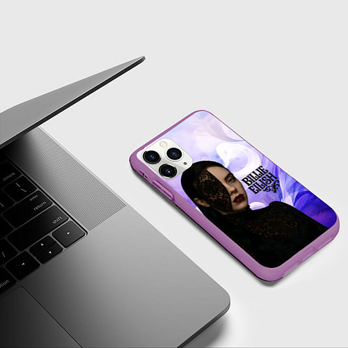 Чехол iPhone 11 Pro матовый Готический стиль Билли Айлиш / 3D-Фиолетовый – фото 3