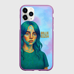 Чехол iPhone 11 Pro матовый Билли Айлиш из мозаики, цвет: 3D-фиолетовый