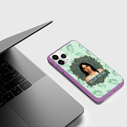 Чехол iPhone 11 Pro матовый Билли Айлиш рамка мандала, цвет: 3D-фиолетовый — фото 2
