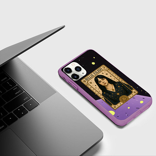 Чехол iPhone 11 Pro матовый Билли Айлиш в стиле Таро / 3D-Фиолетовый – фото 3