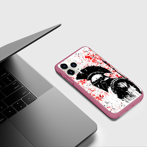 Чехол iPhone 11 Pro матовый Воин Спарты / 3D-Малиновый – фото 3