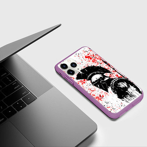 Чехол iPhone 11 Pro матовый Воин Спарты / 3D-Фиолетовый – фото 3