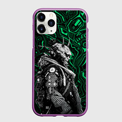 Чехол iPhone 11 Pro матовый Японский кибернетический Они, цвет: 3D-фиолетовый