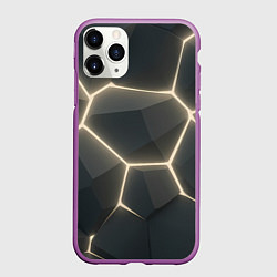 Чехол iPhone 11 Pro матовый Объемные серые плиты, цвет: 3D-фиолетовый