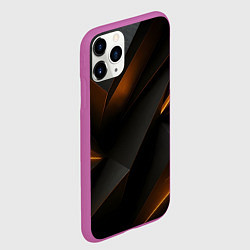 Чехол iPhone 11 Pro матовый Черная текстура с углами, цвет: 3D-фиолетовый — фото 2