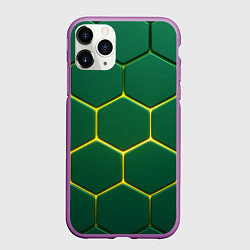 Чехол iPhone 11 Pro матовый Зеленые плиты с желтым светом