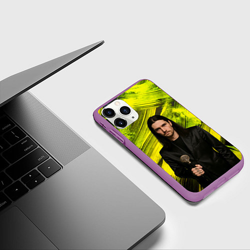 Чехол iPhone 11 Pro матовый Bones держит трость / 3D-Фиолетовый – фото 3