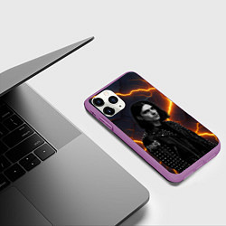 Чехол iPhone 11 Pro матовый Bones рок звезда, цвет: 3D-фиолетовый — фото 2
