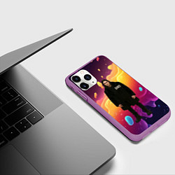 Чехол iPhone 11 Pro матовый Bones во весь рост в черной одежде, цвет: 3D-фиолетовый — фото 2