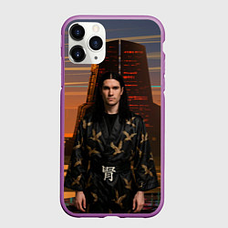 Чехол iPhone 11 Pro матовый Bones в халате с журавлями