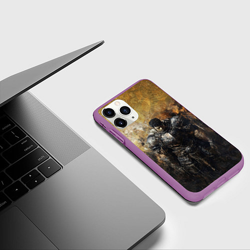 Чехол iPhone 11 Pro матовый Воин Гатц в броне / 3D-Фиолетовый – фото 3