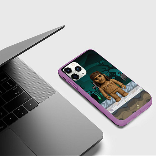 Чехол iPhone 11 Pro матовый Bones в стиле куклы Вуды / 3D-Фиолетовый – фото 3