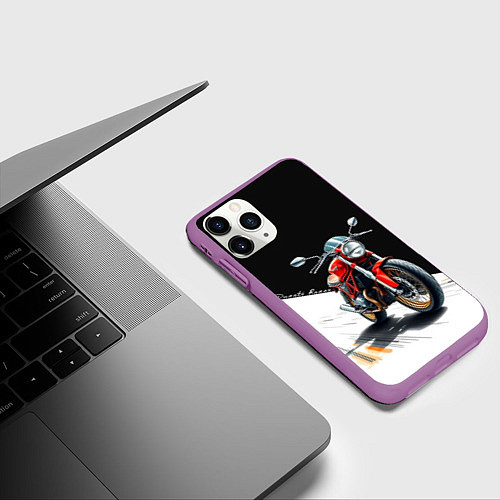Чехол iPhone 11 Pro матовый Ducati Racer / 3D-Фиолетовый – фото 3