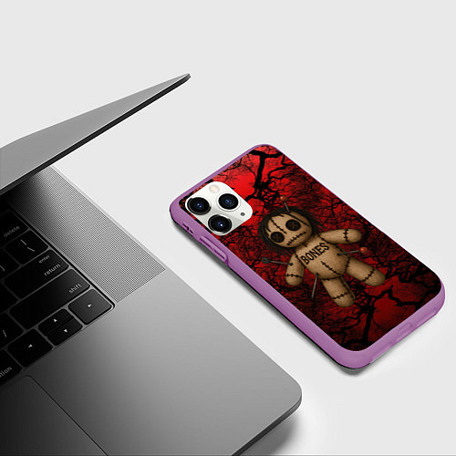 Чехол iPhone 11 Pro матовый Кукла Вуду Bones / 3D-Фиолетовый – фото 3