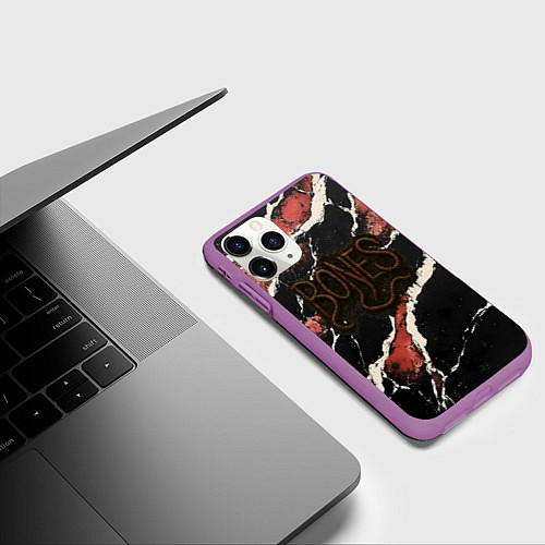 Чехол iPhone 11 Pro матовый Bones черви / 3D-Фиолетовый – фото 3