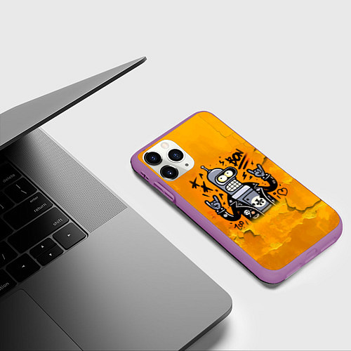 Чехол iPhone 11 Pro матовый Cool Bender - graffiti / 3D-Фиолетовый – фото 3