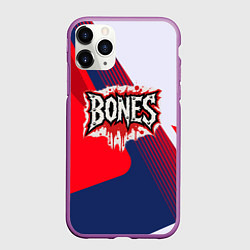 Чехол iPhone 11 Pro матовый Bones лого на красной краске, цвет: 3D-фиолетовый