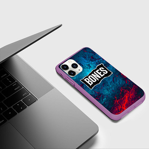 Чехол iPhone 11 Pro матовый Логотип Bones / 3D-Фиолетовый – фото 3