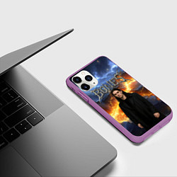 Чехол iPhone 11 Pro матовый Bones на фоне разломных плит, цвет: 3D-фиолетовый — фото 2