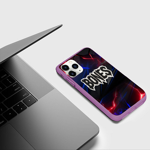 Чехол iPhone 11 Pro матовый Логотип Bones из земли / 3D-Фиолетовый – фото 3