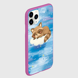 Чехол iPhone 11 Pro матовый Милый енот спит на облаке, цвет: 3D-фиолетовый — фото 2