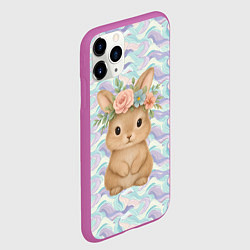 Чехол iPhone 11 Pro матовый Зайчик с венком из цветов на голове, цвет: 3D-фиолетовый — фото 2