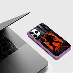 Чехол iPhone 11 Pro матовый Bones в стиле дьявола с пластинкой, цвет: 3D-фиолетовый — фото 2