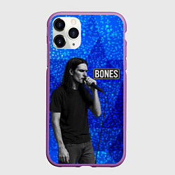 Чехол iPhone 11 Pro матовый Bones стоит с микрофоном, цвет: 3D-фиолетовый