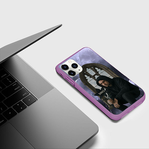 Чехол iPhone 11 Pro матовый Bones в стиле готики / 3D-Фиолетовый – фото 3