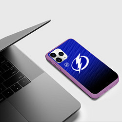 Чехол iPhone 11 Pro матовый Тампа Бэй Лайтнинг - синий градиент, цвет: 3D-фиолетовый — фото 2